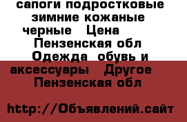 сапоги подростковые зимние кожаные, черные › Цена ­ 500 - Пензенская обл. Одежда, обувь и аксессуары » Другое   . Пензенская обл.